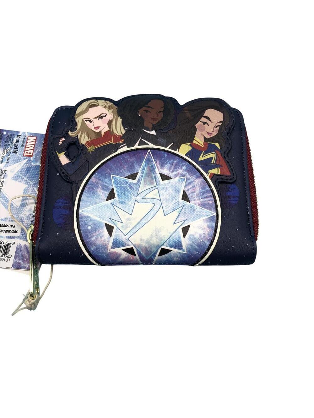 Loungefly Marvel The Marvels Wallet Womens One Size Blue Zip Around Glow In Dark